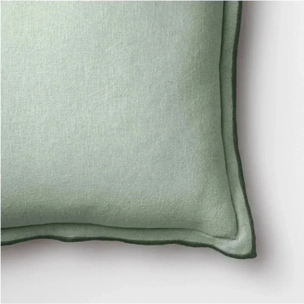 2! NWT Linen Square Throw‎ Pillow Green - Threshold designed with Studio McGee